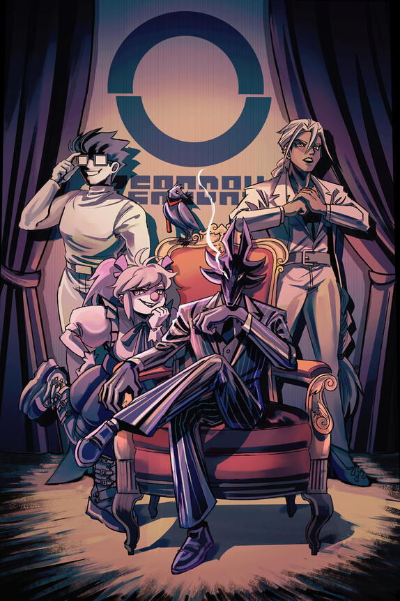 Apparel illustration for Youtuber Super Eyepatch Wolf's online store.